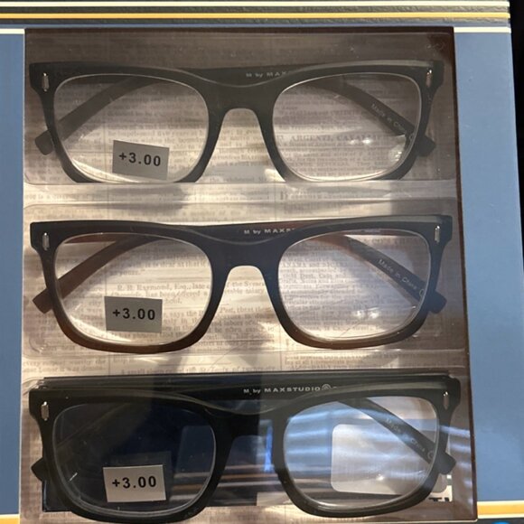 M By Max Studio Reading Glasses Readers +3.00 Box Of 3 Scratch Resistant NIB - Picture 3 of 8